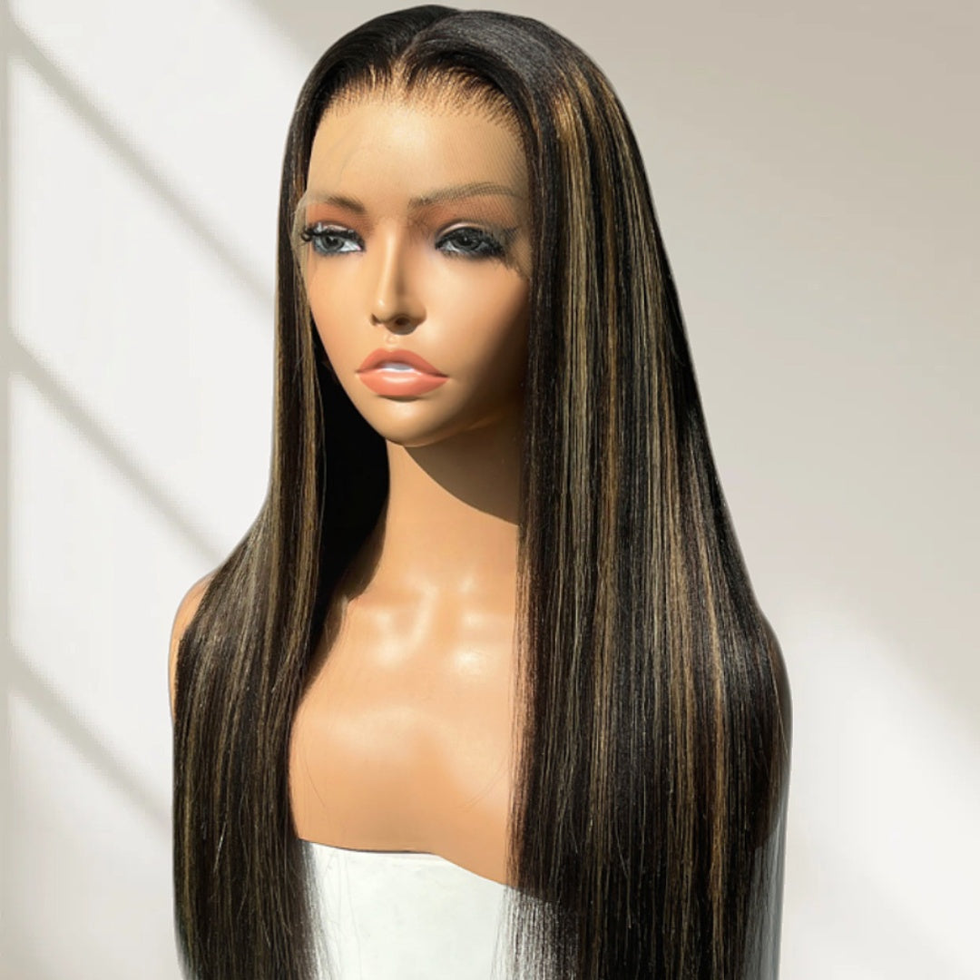 HD LACE 3D Dome Cap 9x6 Super Preplucked with Drawstring Wig Highlight Colored Straight Wig