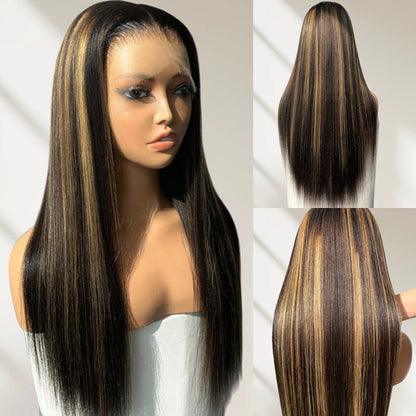 HD LACE 3D Dome Cap 9x6 Super Preplucked with Drawstring Wig Highlight Colored Straight Wig