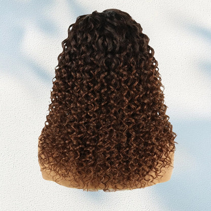 HD LACE 3D Dome Cap 9x6 Super Preplucked with Drawstring Wig Ombre Brown Spiral Curly