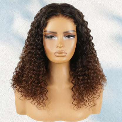 HD LACE 3D Dome Cap 9x6 Super Preplucked with Drawstring Wig Ombre Brown Spiral Curly