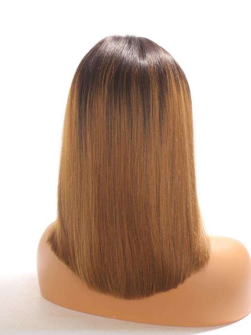 FULL TRANSPARENT/HD LACE PRE-PLUCKED CARAMEL OMBRE STRAIGHT BOB FULL LACE WIG