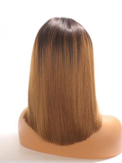 FULL TRANSPARENT/HD LACE PRE-PLUCKED CARAMEL OMBRE STRAIGHT BOB FULL LACE WIG
