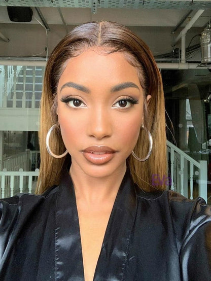 FULL TRANSPARENT/HD LACE PRE-PLUCKED CARAMEL OMBRE STRAIGHT BOB FULL LACE WIG