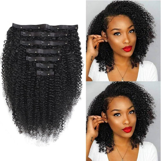 Clip In Hair Extension Kinky Curly Human Wefts Set