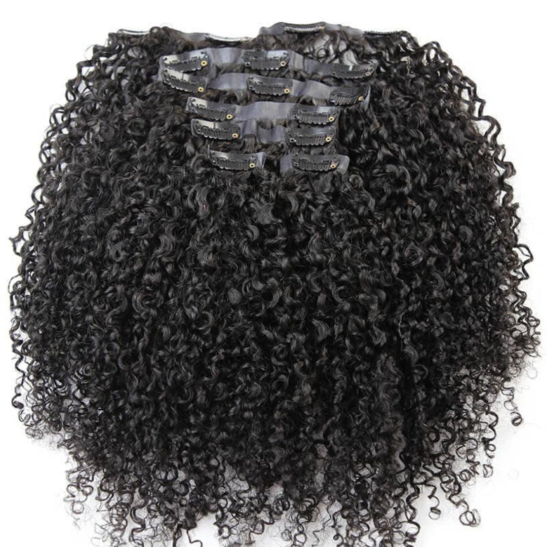 Clip In Hair Extension Kinky Curly Human Wefts Set
