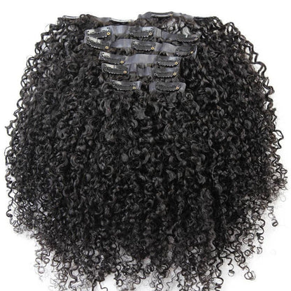 Clip In Hair Extension Kinky Curly Human Wefts Set
