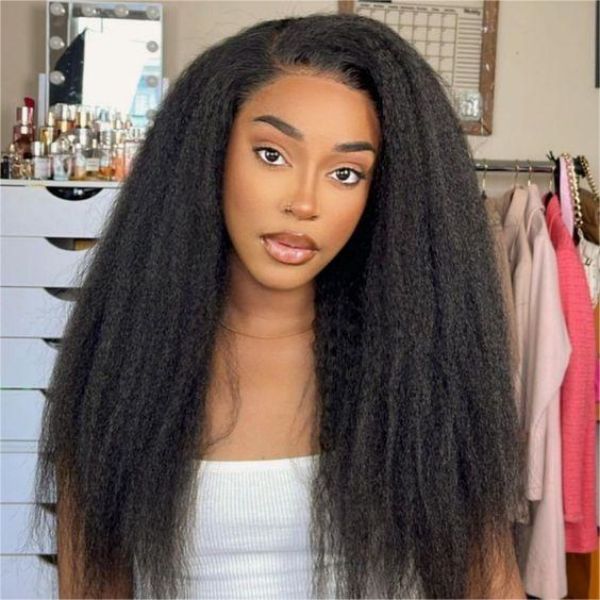 HD LACE 9x6 Lace Parting Super Preplucked Hairline Density Wig Kinky Straight