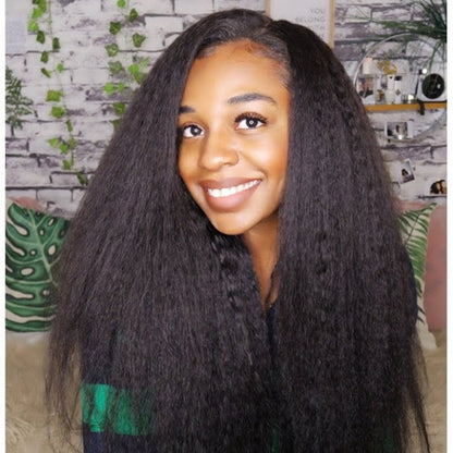 Upgraded Drawstring 13X4/13X6 Full Frontal HD Lace Wig Kinky Straight