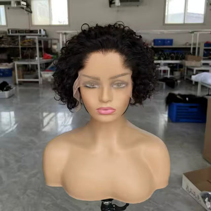 “M” Shape  Hairline 13X4/13X6 Transparent/HD Lace Front Wig Curly Pixie Cut