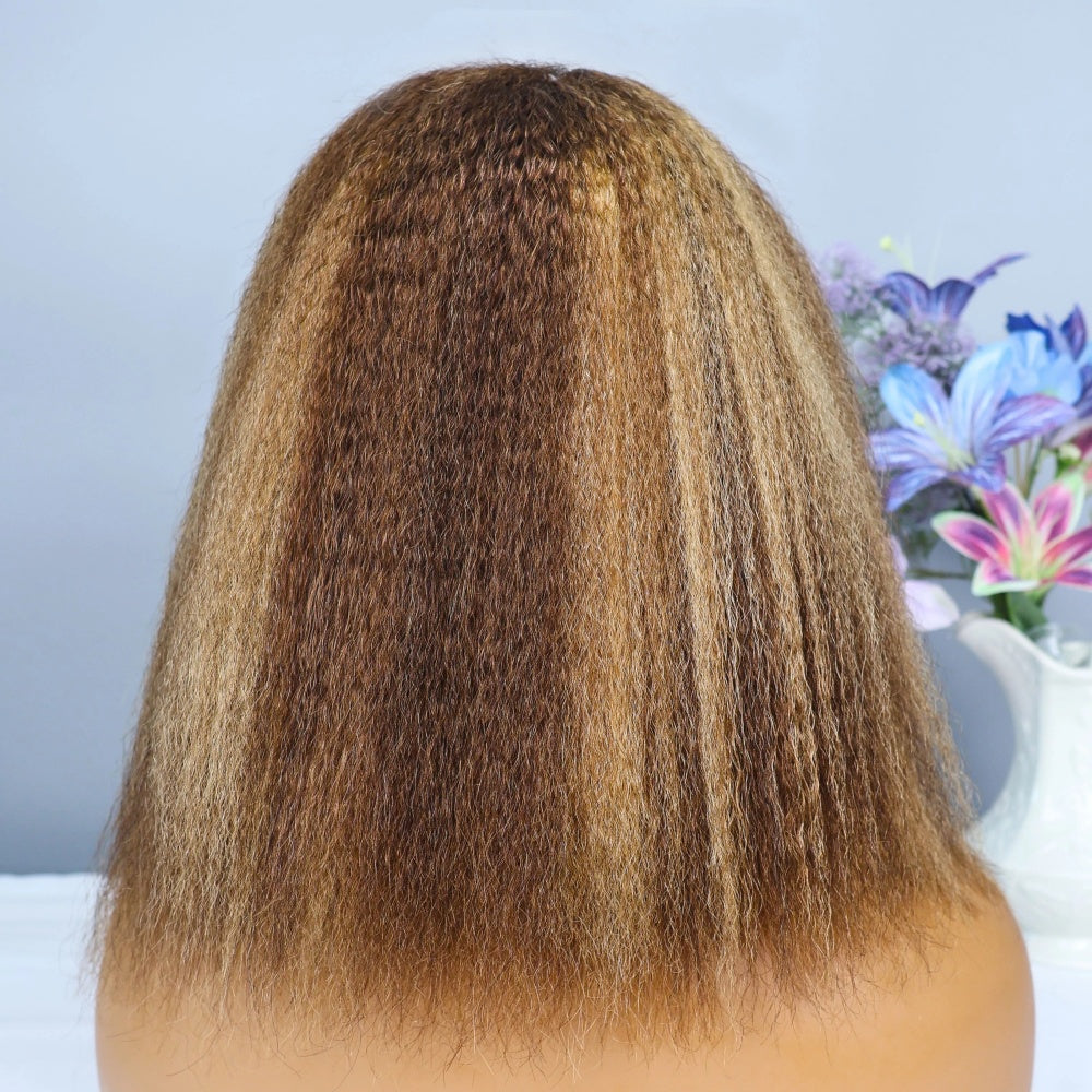 FULL TRANSPAREN/HD LACE PRE-PLUCKED KINKY STRAIGHT 4/27 HIGHLIGHT FULL LACE WIG