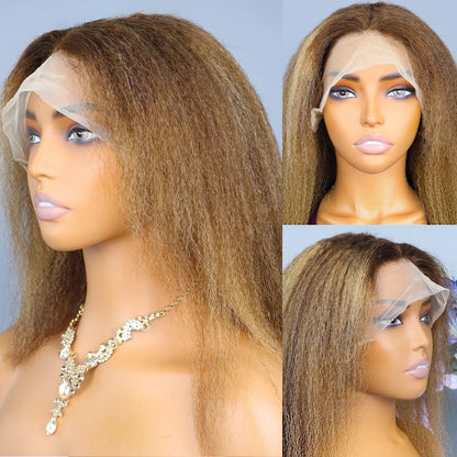 FULL TRANSPAREN/HD LACE PRE-PLUCKED KINKY STRAIGHT 4/27 HIGHLIGHT FULL LACE WIG