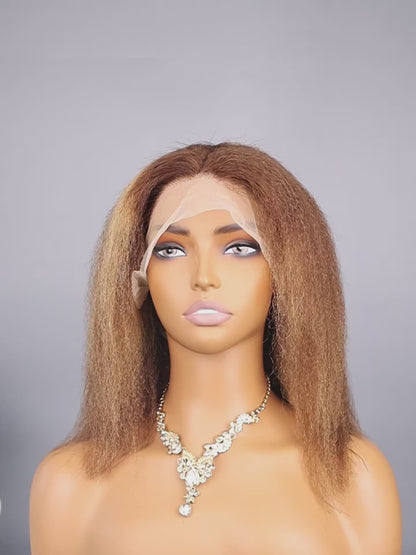 FULL TRANSPAREN/HD LACE PRE-PLUCKED KINKY STRAIGHT 4/27 HIGHLIGHT FULL LACE WIG