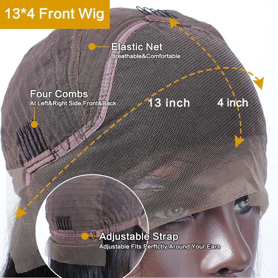 13X4 BLONDE HIGHLIGHT PRE-PLUCKED HUMAN HAIR LACE FRONT WIG