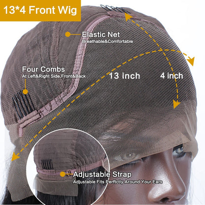 13X4 BLONDE HIGHLIGHT PRE-PLUCKED HUMAN HAIR LACE FRONT WIG