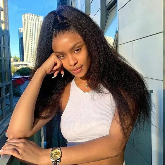 BYE-BYE KNOTS HD LACE 13X4 FULL FRONTAL WIG / KINKY STRAIGHT