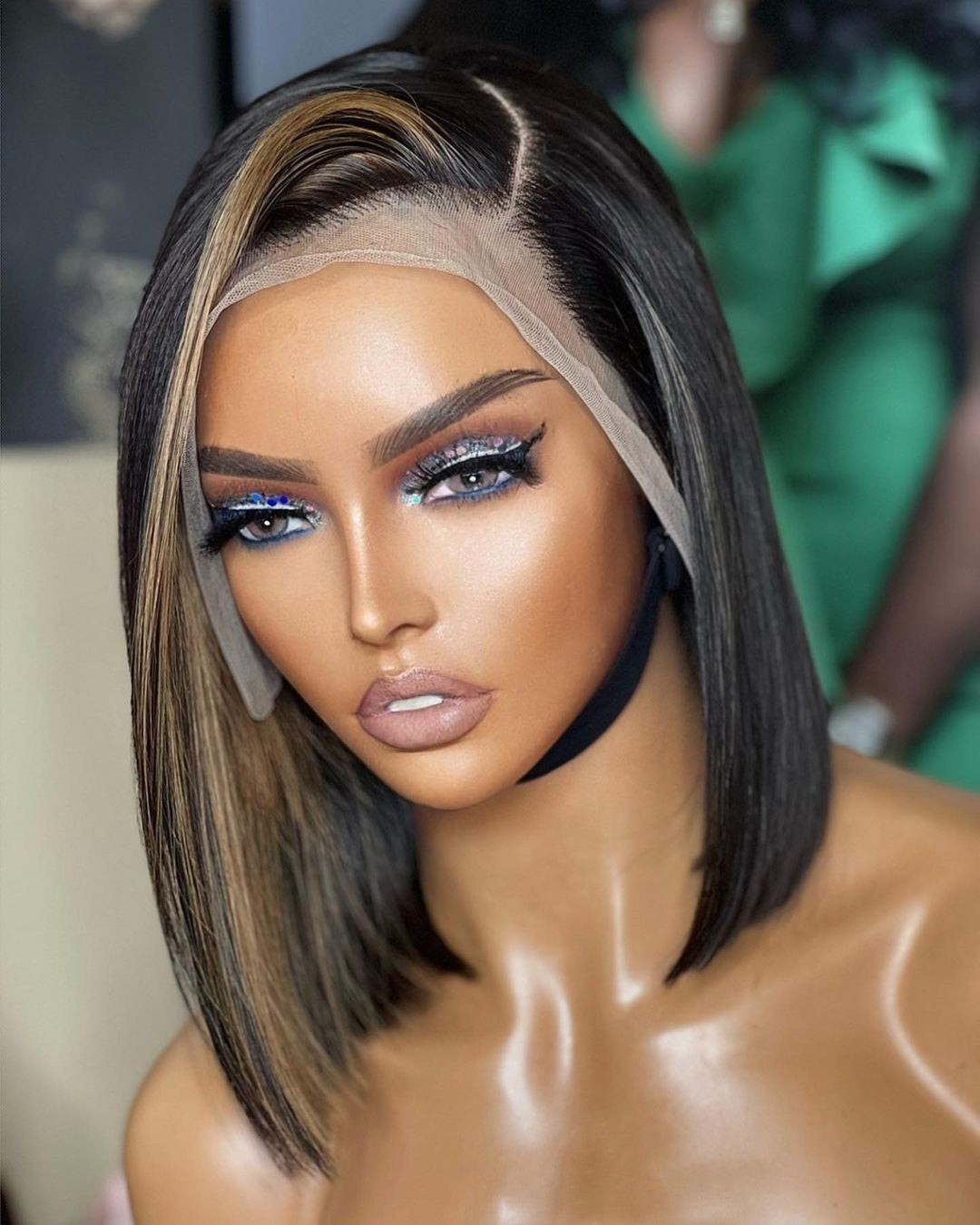 13X4 BLONDE HIGHLIGHT PRE-PLUCKED HUMAN HAIR LACE FRONT WIG