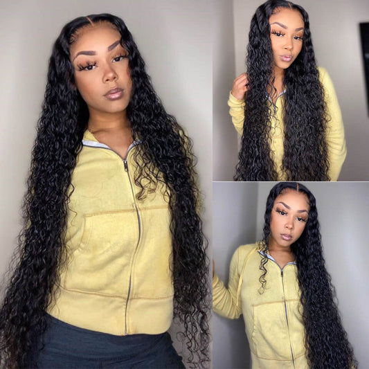 13X4 PRE-PLUCKED WATER WAVE HUMAN HAIR LACE FRONT WIG