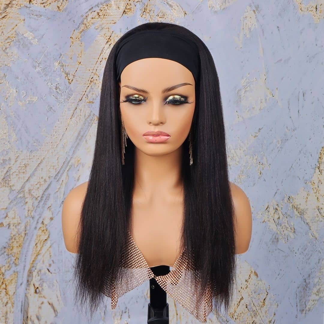 Silky Straight Headband Wigs Glueless Human Hair Wigs