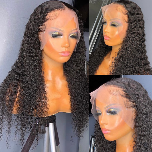 Curly Preplucked Virgin Hair 13x6 HD Lace Front Wig Fake Scalp