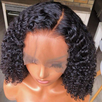 13X4 PRE-PLUCKED KINKY CURLY HUMAN HAIR LACE FRONT WIG