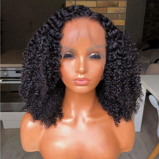 13X4 PRE-PLUCKED KINKY CURLY HUMAN HAIR LACE FRONT WIG