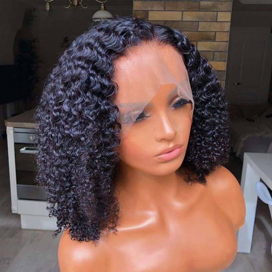 13X4 PRE-PLUCKED KINKY CURLY HUMAN HAIR LACE FRONT WIG