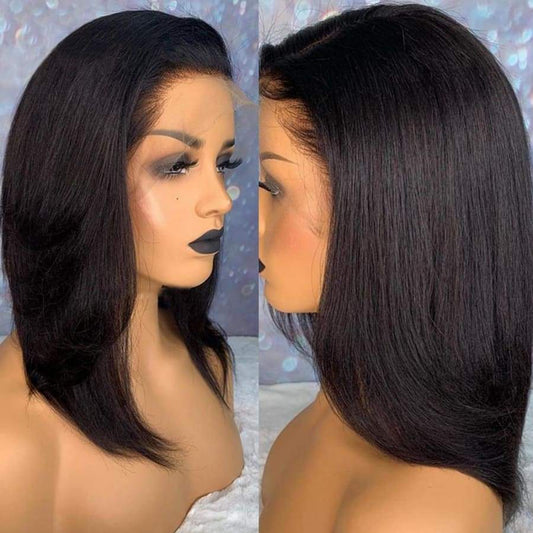BLUNT CUT LIGHT YAKI STRAIGHT 13X4 LACE FRONT HUMAN HAIR 