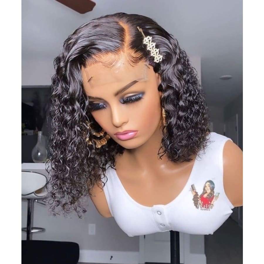 180% DENSITY PRE-PLUCKED DEEP PART WATER WAVE BOB LACE FRONT