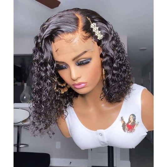 180% DENSITY PRE-PLUCKED DEEP PART WATER WAVE BOB LACE FRONT