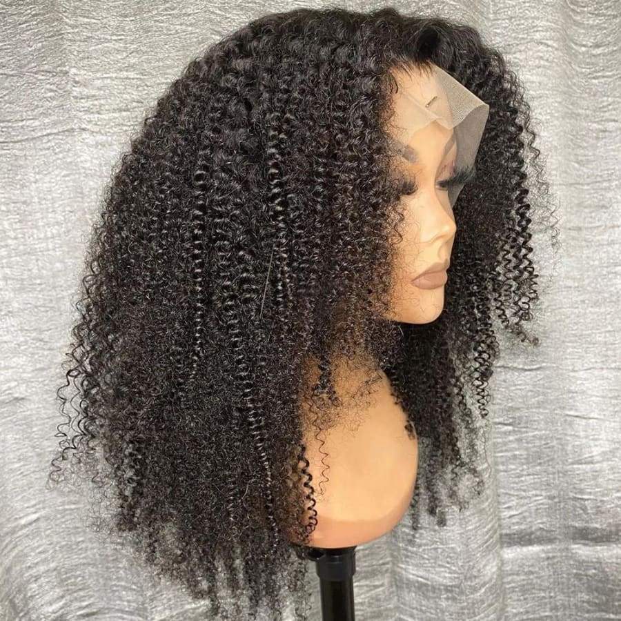 13X4 AFRO KINKLY CURLY PRE-PLUCKED HUMAN HAIR LACE FRONT WIG  FAKE SCLAP