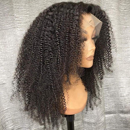 13X4 AFRO KINKLY CURLY PRE-PLUCKED HUMAN HAIR LACE FRONT WIG  FAKE SCLAP