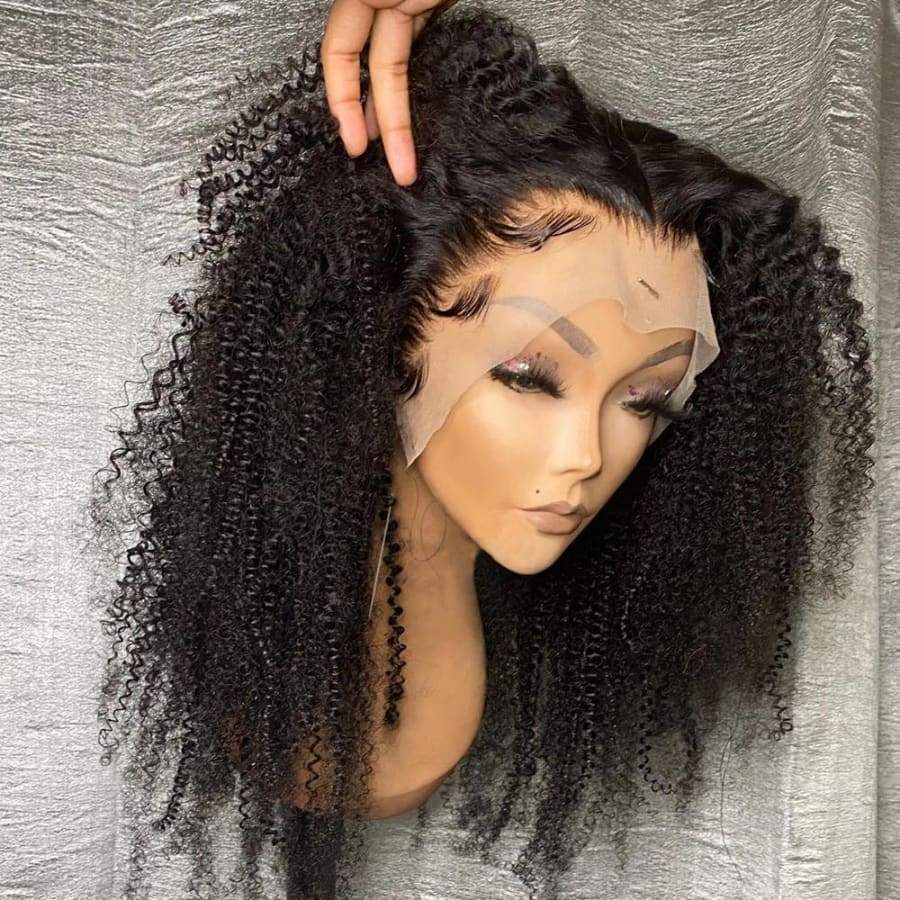 13X4 AFRO KINKLY CURLY PRE-PLUCKED HUMAN HAIR LACE FRONT WIG  FAKE SCLAP