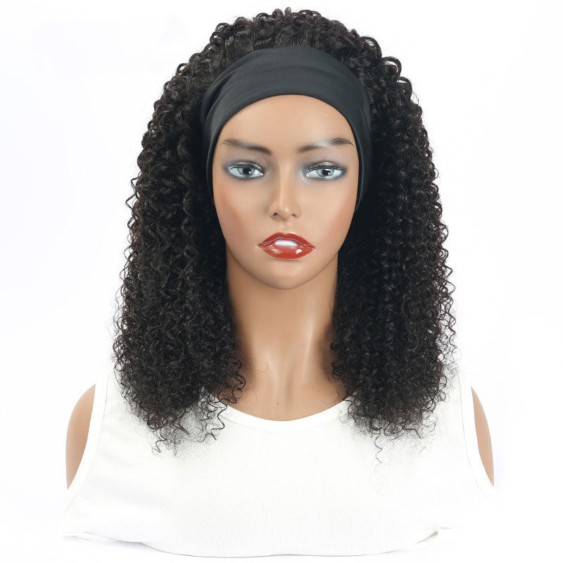 Kinky Curly Headband Wigs Glueless Human Hair Wigs