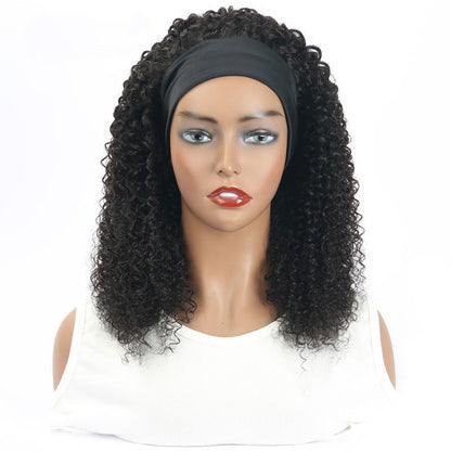 Kinky Curly Headband Wigs Glueless Human Hair Wigs