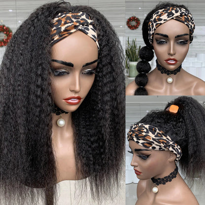 Kinky Straight Headband Wigs Glueless Human Hair Wigs