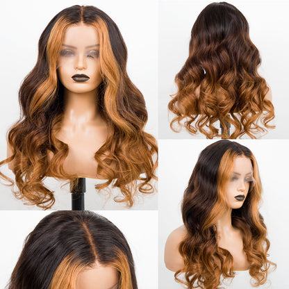 Highlight Ombre Body Wave PRE-PLUCKED LACE FRONT HUMAN HAIR WIG