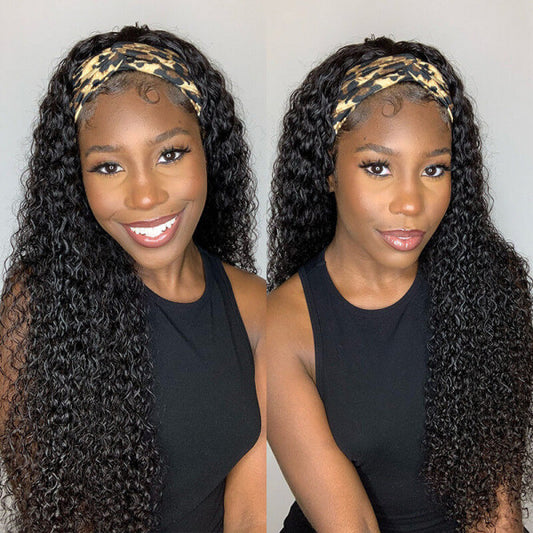 Curly Headband Wigs Glueless Human Hair Wigs