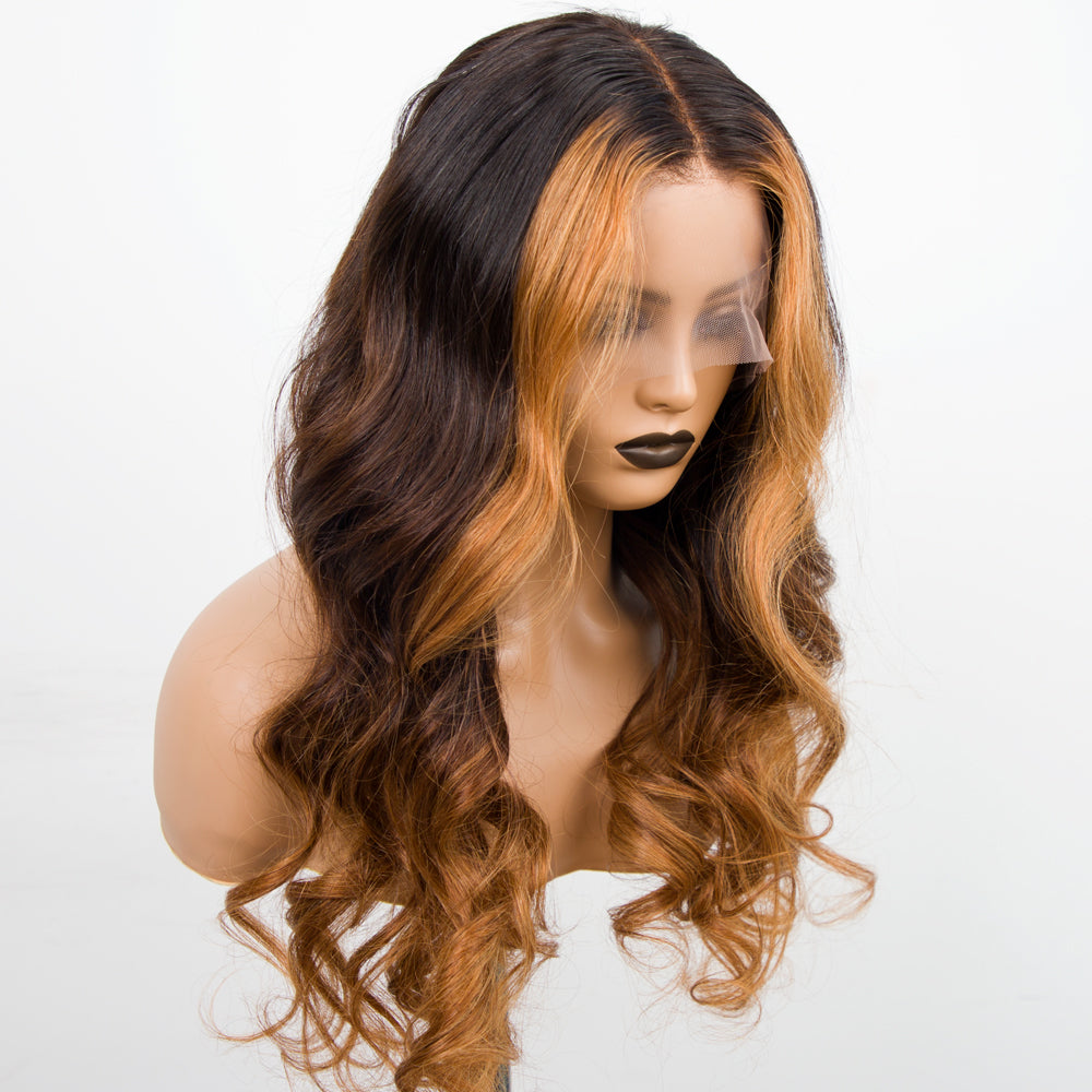 Highlight Ombre Body Wave PRE-PLUCKED LACE FRONT HUMAN HAIR WIG