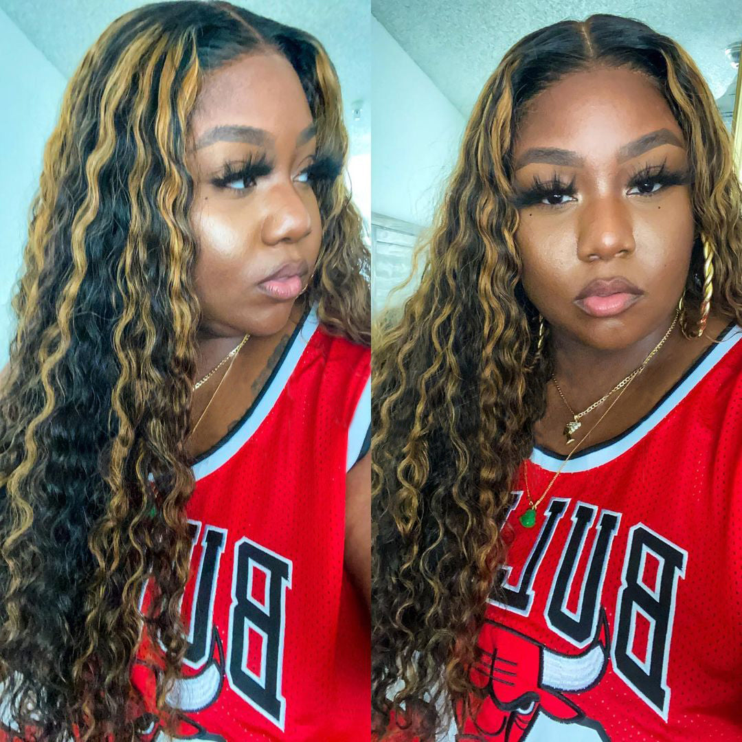Blonde Highlight Wig 13X6 HD Lace Wig Water Wave Lace WIG