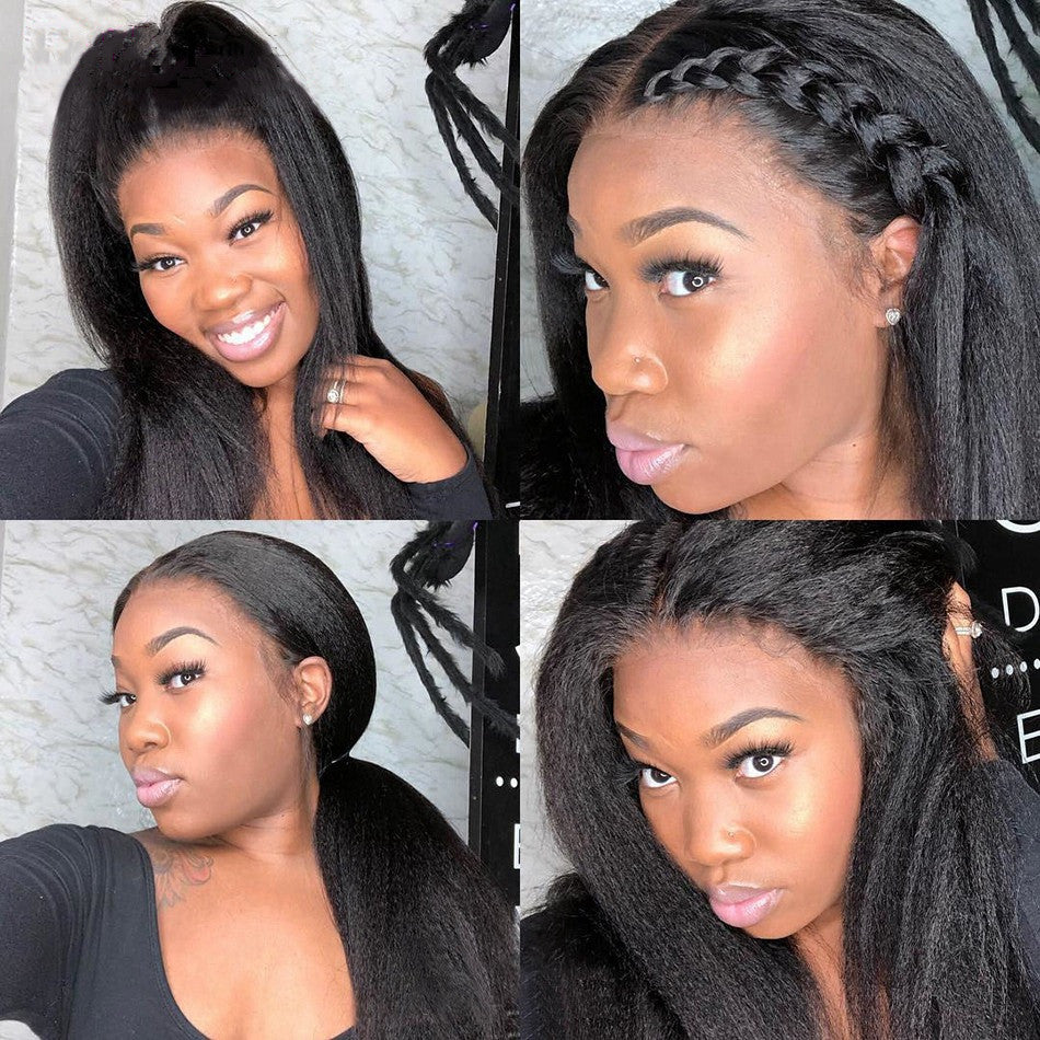SUPER Pre-plucked Kinky Straight Hair 360 Lace Front Wig