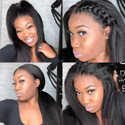 SUPER Pre-plucked Kinky Straight Hair 360 Lace Front Wig