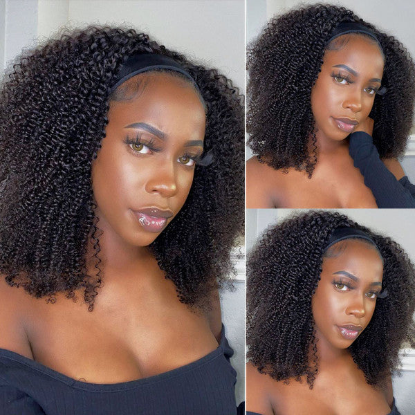 Coily Hair Headband Wigs Glueless Human Hair Wigs