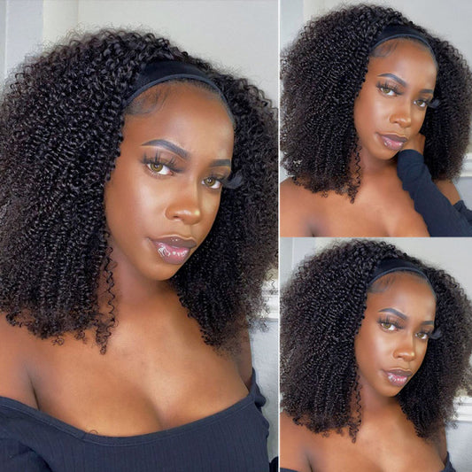 Coily Hair Headband Wigs Glueless Human Hair Wigs