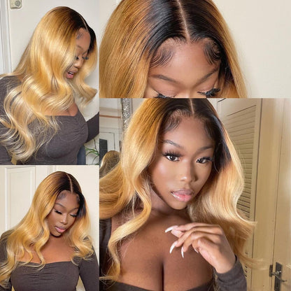 Ombre Honey Blonde 360 Preplucked New Hairline Body Wave Lace Wig