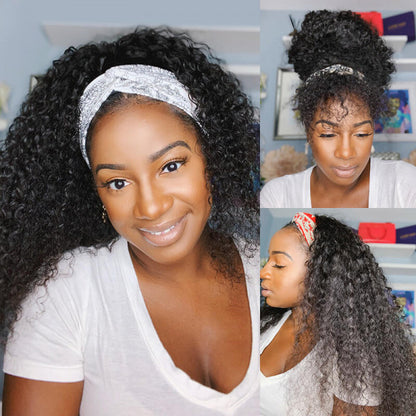 Curly Headband Wigs Glueless Human Hair Wigs