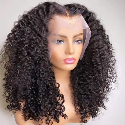 Deep Curly Preplucked Virgin Hair 360 Lace Front Wig Fake 