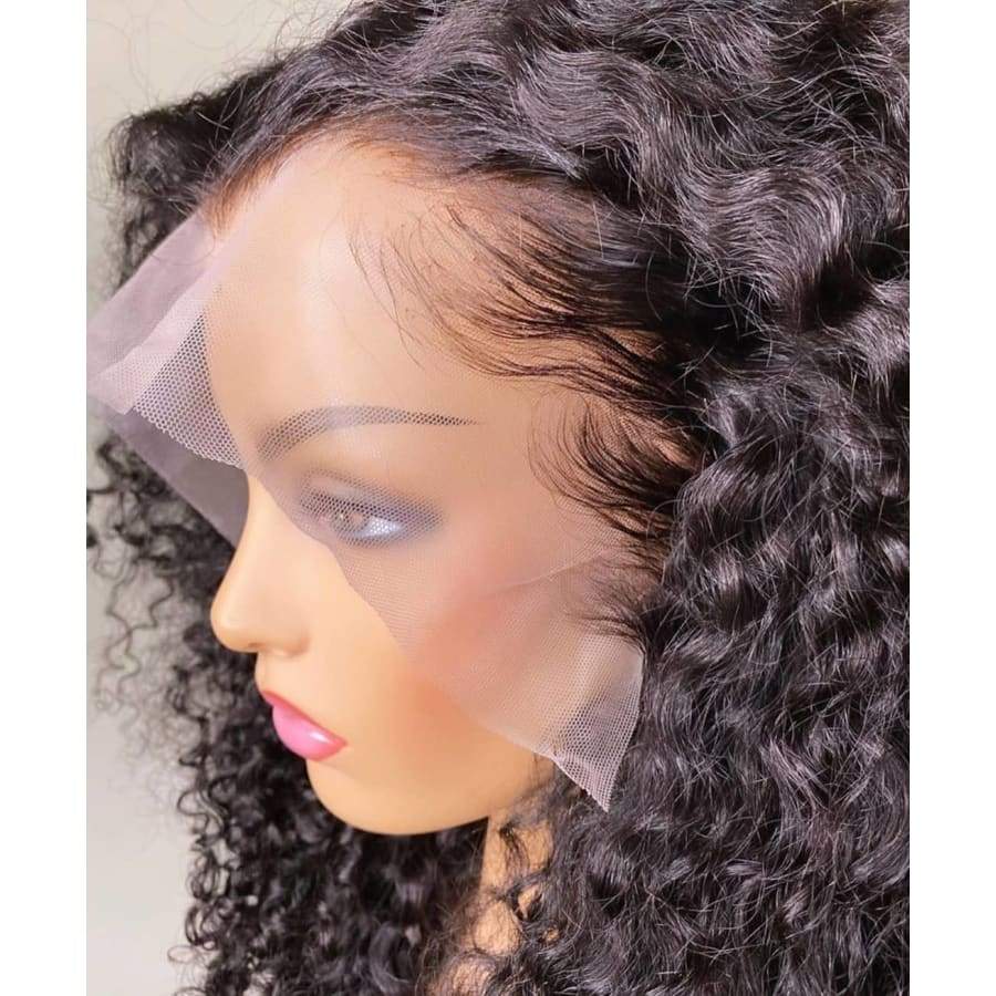 Deep Curly Preplucked Virgin Hair 360 Lace Front Wig Fake 