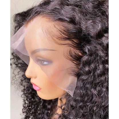 Deep Curly Preplucked Virgin Hair 360 Lace Front Wig Fake 