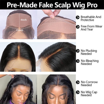13X4 BLONDE HIGHLIGHT PRE-PLUCKED FAKE SCALP LACE FRONT WIG