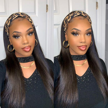 Silky Straight Headband Wigs Glueless Human Hair Wigs